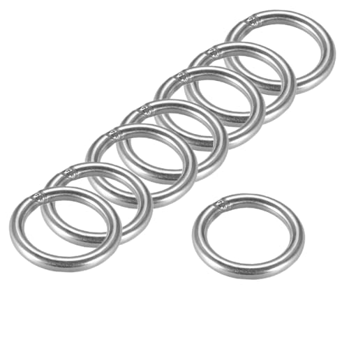 MACHSWON 201 geschweißter O-Ring aus Edelstahl, 50 mm Außendurchmesser, 6 mm Dicke, für Handtasche, Gurtband, Geldbörse, Hundehalsband, Gürtel, DIY-Projekte, 8 Stück von MACHSWON