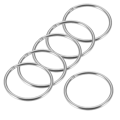 MACHSWON 201 geschweißter O-Ring aus Edelstahl, 60 mm Außendurchmesser, 4 mm dick, für Handtasche, Gurtband, Geldbörse, Hundehalsband, Gürtel, DIY-Projekte, 6 Stück von MACHSWON