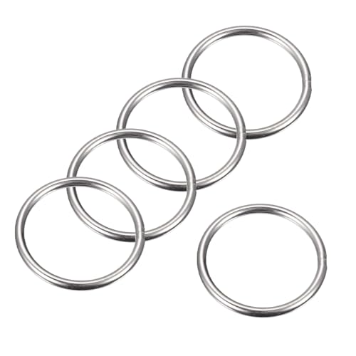 MACHSWON 201 geschweißter O-Ring aus Edelstahl, 60 mm Außendurchmesser, 5 mm Dicke, für Handtasche, Gurtband, Geldbörse, Hundehalsband, Gürtel, DIY-Projekte, 5 Stück von MACHSWON