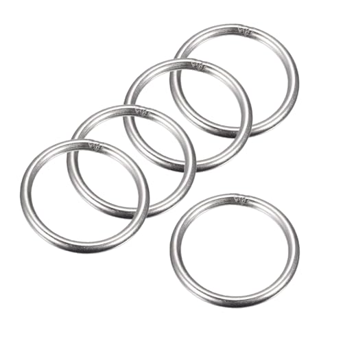 MACHSWON 201 geschweißter O-Ring aus Edelstahl, 60 mm Außendurchmesser, 6 mm Dicke, für Handtasche, Gurtband, Geldbörse, Hundehalsband, Gürtel, DIY-Projekte, 5 Stück von MACHSWON