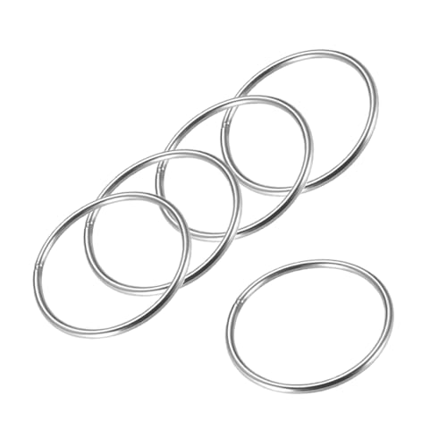 MACHSWON 201 geschweißter O-Ring aus Edelstahl, 90 mm Außendurchmesser, 5 mm Dicke, für Handtasche, Gurtband, Geldbörse, Hundehalsband, Gürtel, DIY-Projekte, 6 Stück von MACHSWON