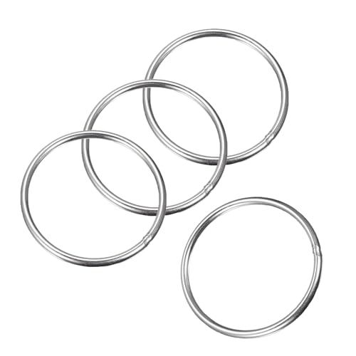 MACHSWON Geschweißter O-Ring aus 304 Edelstahl, 100 mm Außendurchmesser, 6 mm Dicke, für Handtasche, Gurtband, Geldbörse, Hundehalsbänder, Gürtel, DIY-Projekte, 4 Stück von MACHSWON