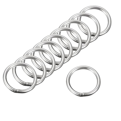 MACHSWON Geschweißter O-Ring aus 304 Edelstahl, 35 mm Außendurchmesser, 4 mm Dicke, für Handtasche, Gurtband, Geldbörse, Hundehalsband, Gürtel, DIY-Projekte, 12 Stück von MACHSWON