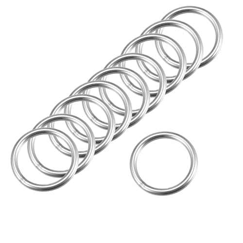 MACHSWON Geschweißter O-Ring aus 304 Edelstahl, 35 mm Außendurchmesser, 4 mm dick, für Handtasche, Gurtband, Geldbörse, Hundehalsband, Gürtel, DIY-Projekte, 10 Stück von MACHSWON