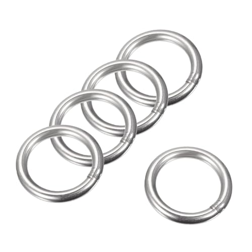 MACHSWON Geschweißter O-Ring aus 304 Edelstahl, 35 mm Außendurchmesser, 5 mm Dicke, für Handtasche, Gurtband, Geldbörse, Hundehalsband, Gürtel, DIY-Projekte, 5 Stück von MACHSWON