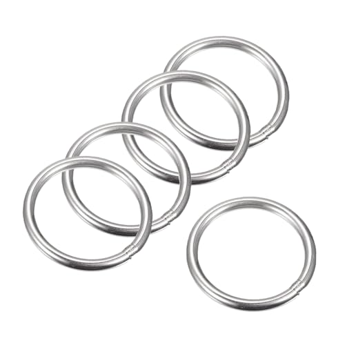 MACHSWON Geschweißter O-Ring aus 304 Edelstahl, 40 mm Außendurchmesser, 4 mm dick, für Handtasche, Gurtband, Geldbörse, Hundehalsband, Gürtel, DIY-Projekte, 5 Stück von MACHSWON