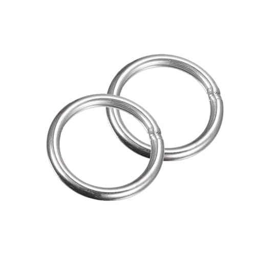 MACHSWON Geschweißter O-Ring aus 304 Edelstahl, 50 mm Außendurchmesser, 6 mm Dicke, für Handtasche, Gurtband, Geldbörse, Hundehalsband, Gürtel, DIY-Projekte, 2 Stück von MACHSWON