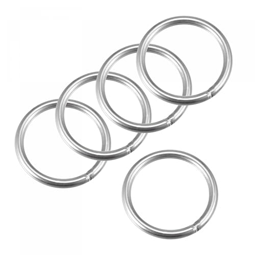 MACHSWON Geschweißter O-Ring aus 304 Edelstahl, 60 mm Außendurchmesser, 6 mm Dicke, für Handtasche, Gurtband, Geldbörse, Hundehalsband, Gürtel, DIY-Projekte, 5 Stück von MACHSWON