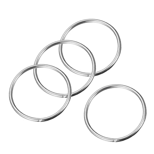 MACHSWON Geschweißter O-Ring aus 304 Edelstahl, 80 mm Außendurchmesser, 5 mm Dicke, für Handtasche, Gurtband, Geldbörse, Hundehalsband, Gürtel, DIY-Projekte, 4 Stück von MACHSWON