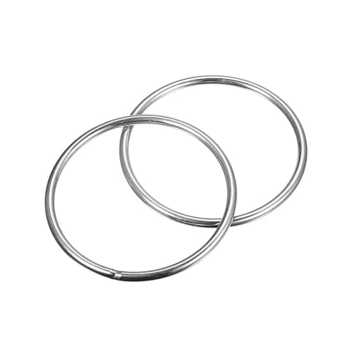 MACHSWON Geschweißter O-Ring aus 304 Edelstahl, 90 mm Außendurchmesser, 5 mm Dicke, für Handtasche, Gurtband, Geldbörse, Hundehalsband, Gürtel, DIY-Projekte, 2 Stück von MACHSWON