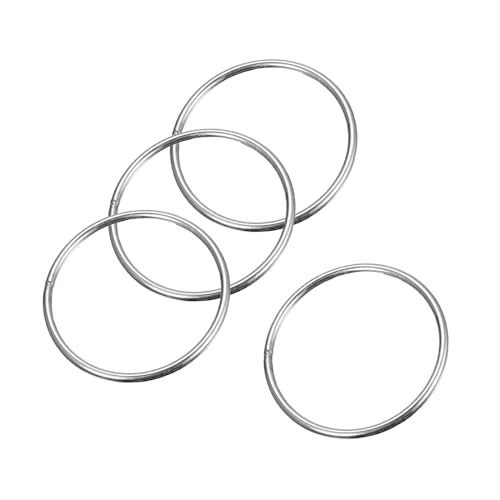 MACHSWON Geschweißter O-Ring aus 304 Edelstahl, 90 mm Außendurchmesser, 5 mm Dicke, für Handtasche, Gurtband, Geldbörse, Hundehalsband, Gürtel, DIY-Projekte, 4 Stück von MACHSWON