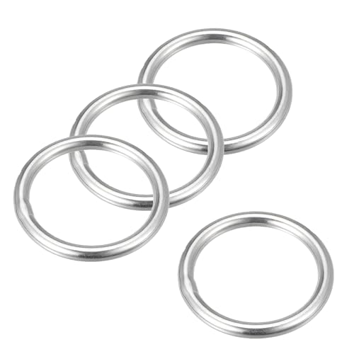 MACHSWON Geschweißter O-Ring aus 316 Edelstahl, 15 mm Innendurchmesser, 3 mm dick, für Handtasche, Gurtband, Geldbörse, Hundehalsband, Gürtel, DIY-Projekte, 4 Stück von MACHSWON