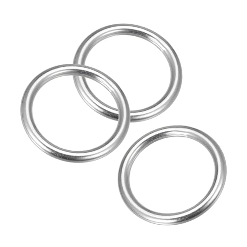 MACHSWON Geschweißter O-Ring aus 316 Edelstahl, 30 mm Innendurchmesser, 6 mm dick, für Handtasche, Gurtband, Geldbörse, Hundehalsband, Gürtel, DIY-Projekte, 3 Stück von MACHSWON