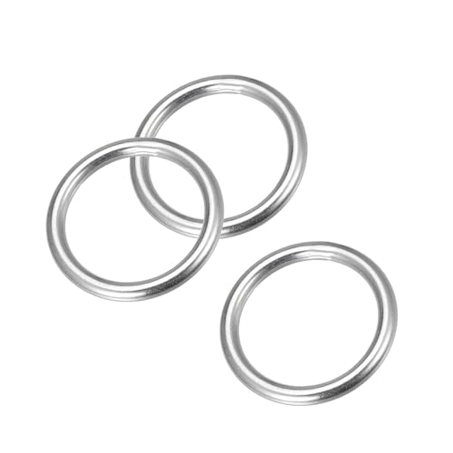 MACHSWON Geschweißter O-Ring aus 316 Edelstahl, 40 mm, Innendurchmesser: 6 mm, für Handtasche, Gurtband, Geldbörse, Hundehalsband, Gürtel, DIY-Projekte, 3 Stück von MACHSWON