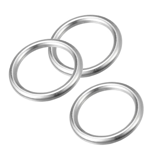 MACHSWON Geschweißter O-Ring aus 316 Edelstahl, 40 mm Innendurchmesser, 8 mm dick, für Handtasche, Gurtband, Geldbörse, Hundehalsband, Gürtel, DIY-Projekte, 3 Stück von MACHSWON