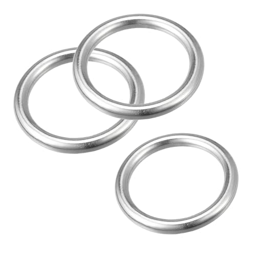 MACHSWON Geschweißter O-Ring aus 316 Edelstahl, 45 mm Innendurchmesser, 6 mm dick, für Handtasche, Gurtband, Geldbörse, Hundehalsband, Gürtel, DIY-Projekte, 3 Stück von MACHSWON