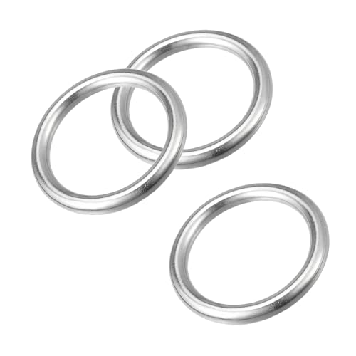 MACHSWON Geschweißter O-Ring aus 316 Edelstahl, 50 mm Innendurchmesser, 8 mm dick, für Handtasche, Gurtband, Geldbörse, Hundehalsband, Gürtel, DIY-Projekte, 3 Stück von MACHSWON