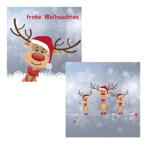 MACOSA CP42828_x2 Weihnachts-Papier-Servietten Set 40 Stk. mit Rentier 33 x 33 cm Weihnachtsdeko Tisch-Deko Einwegservietten Weihnachten Weihnachtszeit Dekoservietten modern Servietten von MACOSA HOME