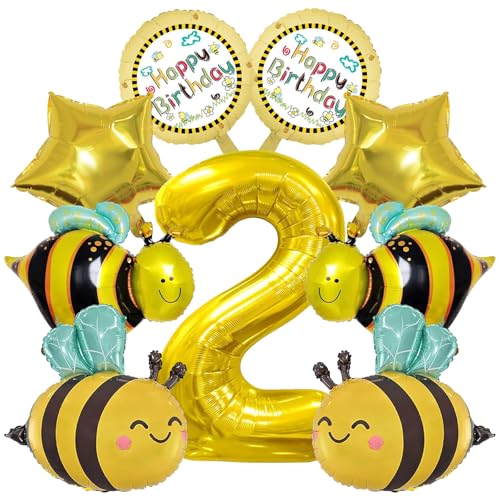 MACULPER 10 Stück Biene Geburtstag Deko Bienen Deko Geburtstag Luftballons Bienen Deko Bienen Deko Luftballon 2. Geburtstag Bienen Luftballons Bienen Party Ballon von MACULPER