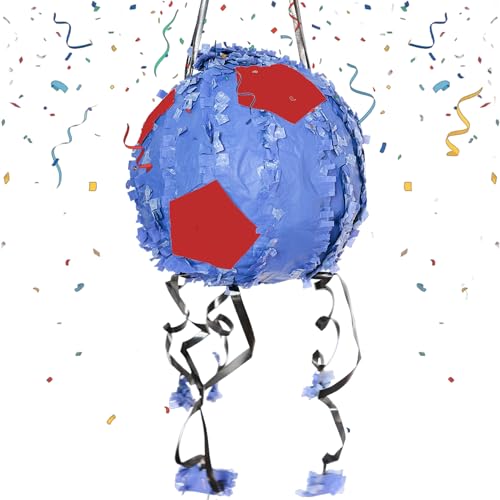 PINATA GEBURTSTAG MÄDCHEN - Pinata Geburtstag Junge - Fußball Pinata - Pinata Für Mädchen - Fußball Geburtstag - Verschiedene Farben - Blau/Rot von MADARAMART