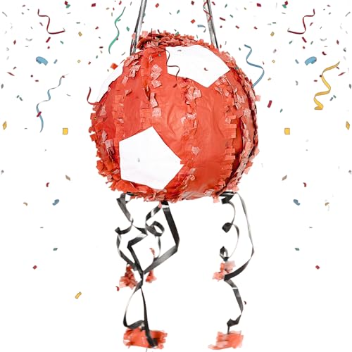 PINATA GEBURTSTAG MÄDCHEN - Pinata Geburtstag Junge - Fußball Pinata - Pinata Für Mädchen - Fußball Geburtstag - Verschiedene Farben - Rot/Weiss von MADARAMART