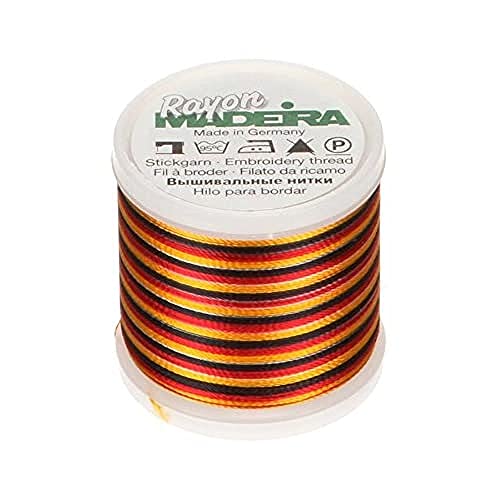 Madeira Rayon Thread 40wt 200m-Gold, Black & Red von MADEIRA