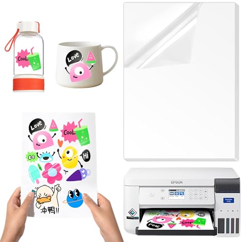 MAEXUS 10 Stück A4 Bedruckbare Klebefolie Transparent,Stickerpapier,Transparent Vinyl Stickerpapier Zum Selbst Drucken A4 für Aufkleber Drucker, Laser und Tintenstrahldrucker Drucker von MAEXUS