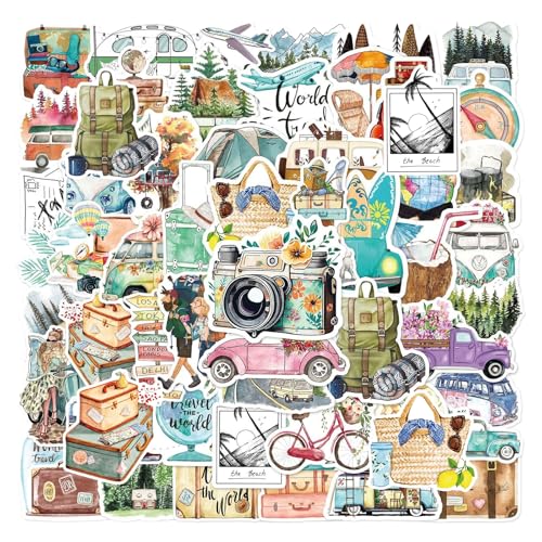 MAEXUS Sticker Reisen, 50 Stück Reise Aufkleber Wasserdichte PVC-Aufkleber Scrapbook Stickers, Sticker Reisen, Sticker Fotoalbum, Reise-Zubehör Dekor-Aufkleber für Journaling, Notizbuch von MAEXUS