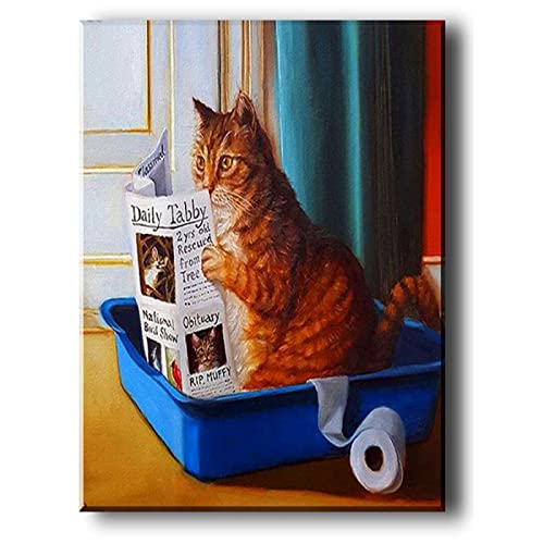 5D Diamond Painting Kits Für Erwachsene Kinder Volle Runde Bohrer Diamant Malerei Katze Auf Der Toilette 5D Diy Diamant Stickerei Mosaik Dekoration Malerei Nettes Haustier,30 * 40Cm von MAFANG