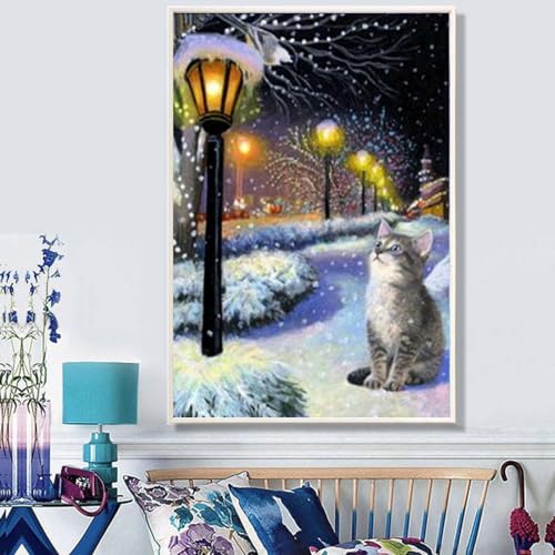 MAFANG 5D Diamant Malerei Set Komplettset Tierkatze Diamond Painting Set 40X50CM DIY Handwerk Diamant-Kunst-Kits für Kinder und Anfänger Stickerei Handwerksbedarf für Home Wall Decor von MAFANG