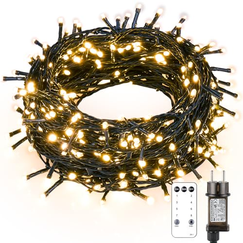 MAGGIFT LED Lichterkette Außen Strom, 20m 200 LED Lichterkette Weihnachtsbaum Innen mit Stecker/Fernbedienung/Timer, Wasserdicht Lichterketten Warmweiß für Weihnachtsbeleuchtung Aussen Innen Deko von MAGGIFT