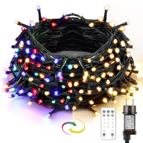 MAGGIFT LED Lichterkette Weihnachtsbeleuchtung Bunt/Warmwei 2-in-1, 30M 300 LED Lichterkette Weihnachtsbaum Strombetrieben mit Timer/Memory-Funktion/8 Modi/Wasserdicht für Weihnachten Innen Außen Deko von MAGGIFT