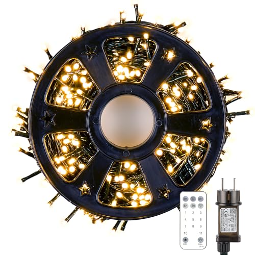 MAGGIFT Lichterkette außen 40m 400LED, Lichterkette Strom mit Fernbedienung und Timer, 8 Modi IP44 wasserdicht Lichterketten für außen und innen Garten Hochzeit Party Weihnachtsbaum Decor (Warmweiß) von MAGGIFT