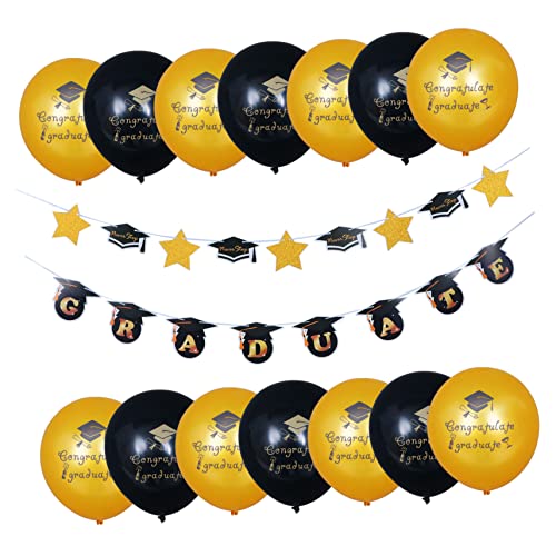 1 Satz Ballons der Abschlusssaison Ballon-Party-Dekoration Graduierungsfahne Golddekor party sachen party supplies abschluss ballons Abschluss-Wimpelballon Emulsion MAGICLULU von MAGICLULU