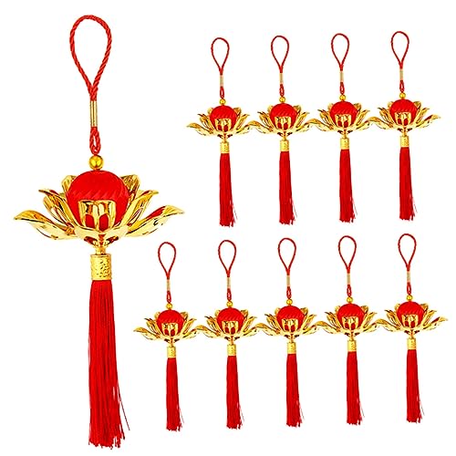 10 Stück Topf Anhänger des Deckels Medaillon Chinoiserie Party Lichter Dekoration Künstlicher Festival Anhänger Stil Anhänger Neujahr Hängedekoration Roter Stoff MAGICLULU von MAGICLULU