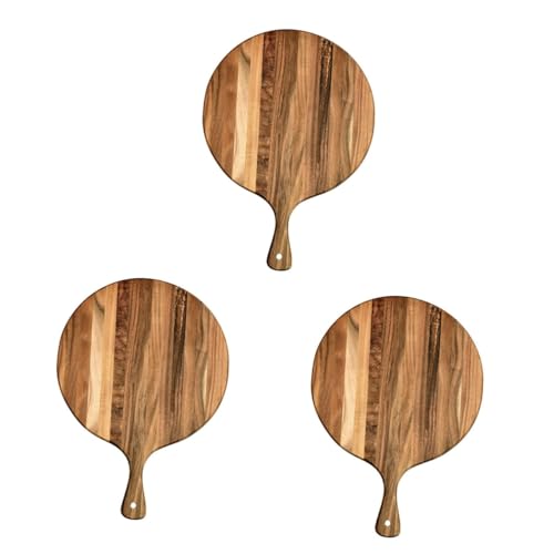 3St Brotbrett aus Holz trimmen Korb weiße Servierplatten Snack-Tablett großes Wurstbrett Wurstbretter aus Holz Pizzabrett aus Holz für zu Hause Holzbrett Massivholz Light Brown MAGICLULU von MAGICLULU