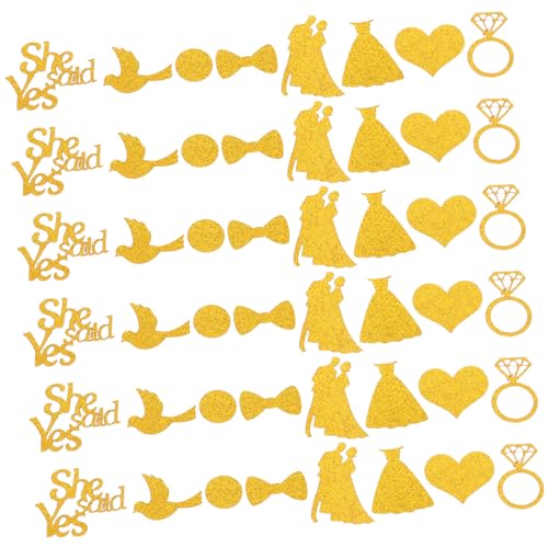 MAGICLULU 1 Hochzeit dekorativ aufdecken Herzhochzeit Verpackung hochzeitsdeko junggesellenabschied dekoration tischdeko esszimmertische Konfetti in Herzform Festival Konfetti Papier Golden von MAGICLULU