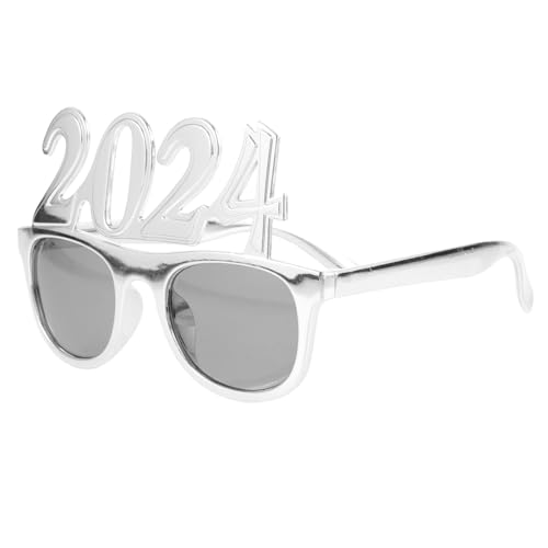 MAGICLULU 1 Paar 2024 Brille Schwimmbad Partyartikel Lustige Brille Für Party Hirsch Leichte Brille Silvesterbrille 2024 Teller Neujahrsbrille 2024 Partybecher Led Coupe Retro Silver Plastik von MAGICLULU