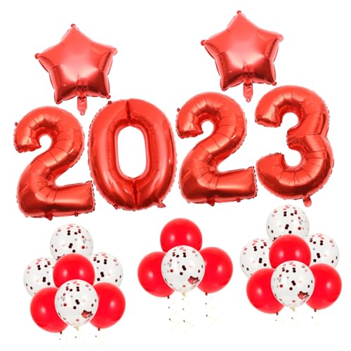 MAGICLULU 2023 Neue Jahr Party Luftballons Dekoration Set Aluminium Folie Latex Luftballons Banner von MAGICLULU