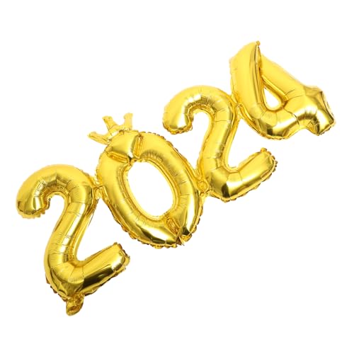 MAGICLULU 1 Satz 2024 Abschlussballons 2024 Nummernballons Aus Folie Silvester Dekorationen Herzlichen Glückwunsch, Graduiertenballons Ballon Für Das Neue Jahr Helium Golden Aluminiumfolie von MAGICLULU