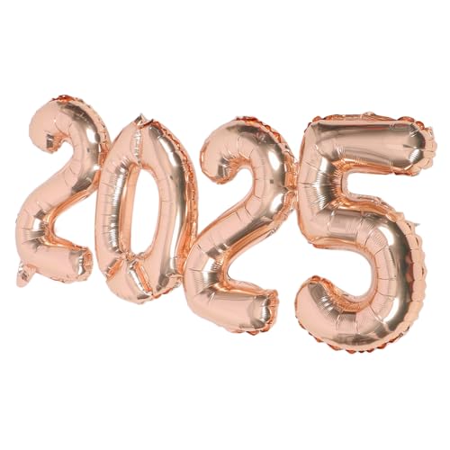 MAGICLULU 1 Satz 2025 Ballon 2025 Buchstabenballons aus Folie 2025 Neujahrsballons Abschlussballons Roségoldene Luftballons 2025 Luftballons Neujahrsballon für 2025 Aluminiumfolie Rose Gold von MAGICLULU