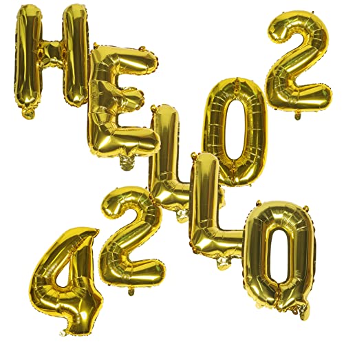 MAGICLULU 1 Satz HELLO 2024 wand polsterung deckenverkleidung wasserballon Ballonbogen-Kit Helium weihnachtsdeko Ballondekoration Partyballons für das neue Jahr 2024 Aluminiumfolie Golden von MAGICLULU