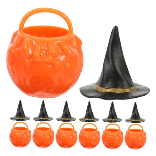 MAGICLULU 1 Satz Hexeneimerglas Kostüme sechs Krähen Mini-Enten Halloween-Charme Miniatur-Hexenhut DIY Halloween Gruseldekoration Mini-Hexenhut Halloween-Kesseltöpfe-Ornamente pp von MAGICLULU