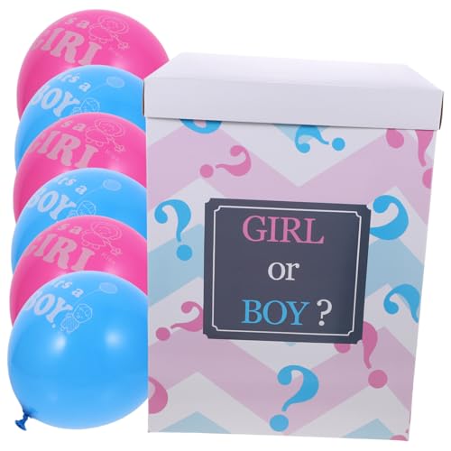 MAGICLULU 1 Set Gender Reveal Box Mit Ballons DIY Party Deko Set Für Geschlechtsenthüllung Inklusive Fragezeichen Box 3 Und 3 Blaue Ballons Geschenkbox Für Babyparty Und von MAGICLULU