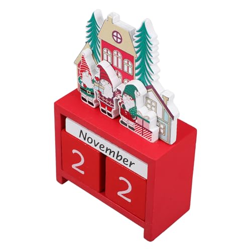 MAGICLULU 1 Satz Weihnachts-countdown-kalender Weihnachtlicher Adventskalender Tischkalender Für Weihnachten Adventskalender Weihnachtsdekoration Weihnachtliche Tischdekoration Holz Rot von MAGICLULU