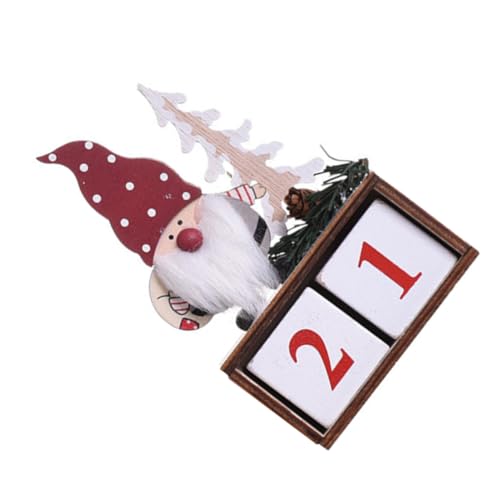 MAGICLULU 1 Satz Weihnachtskalender-ornamente Weihnachtskalender-countdown Weihnachts-countdown-kalenderdekoration Weihnachtlicher Adventskalender Desktop-weihnachtskalender Hölzern Rot von MAGICLULU