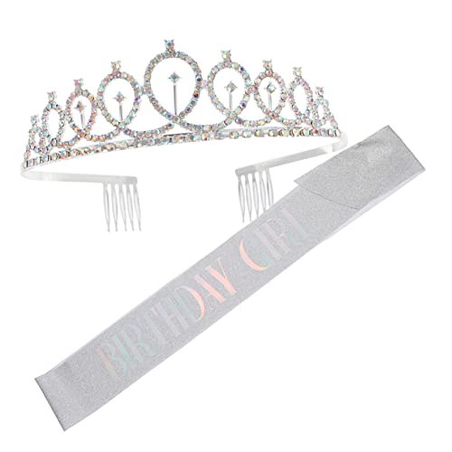 MAGICLULU 1 Satz zeremonielle Gürtelkrone etikettengürtel zum geburtstag Hochzeitsdekoration Strass-Stirnbänder Tiaras two piece set haar band -Etikette-Gürtel Mädchen-Party- Stoff von MAGICLULU