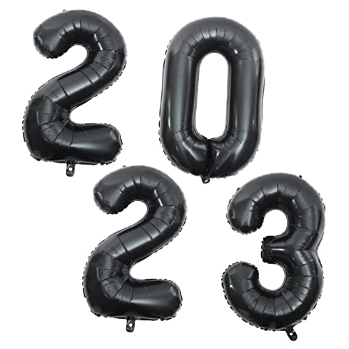 MAGICLULU 2023 Folienballon Set Schwarze Zahlenballons Für Neujahrsparty Feierliche Dekoration Glückwunsch Ballons Silvester Luftballons von MAGICLULU