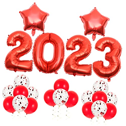 MAGICLULU 1 Set 2023 Aluminiumfolie Ballon Urlaub Party Ballons Silvester Dekoration 2023 Ballon Zahlen 2023 Konfetti Ballons Ballon Dekoration Chinesische Dekorationen Emulsion Rot von MAGICLULU