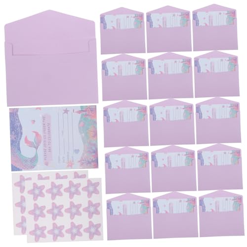 MAGICLULU 1 Set Meerjungfrau Einladungskarte Partyzubehör Mädchen Geburtstagseinladungen Meerjungfrau Party Feier Einladungen Motto Party Feierkarten Papier von MAGICLULU